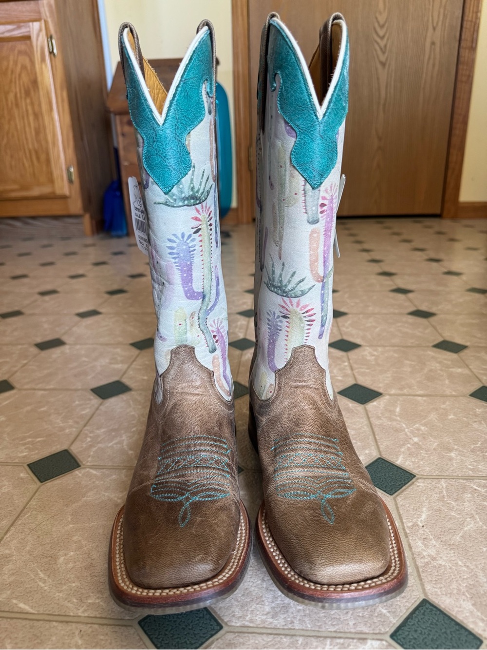 Tin Haul Turquoise & Brown Women's Western Cowboy Boots